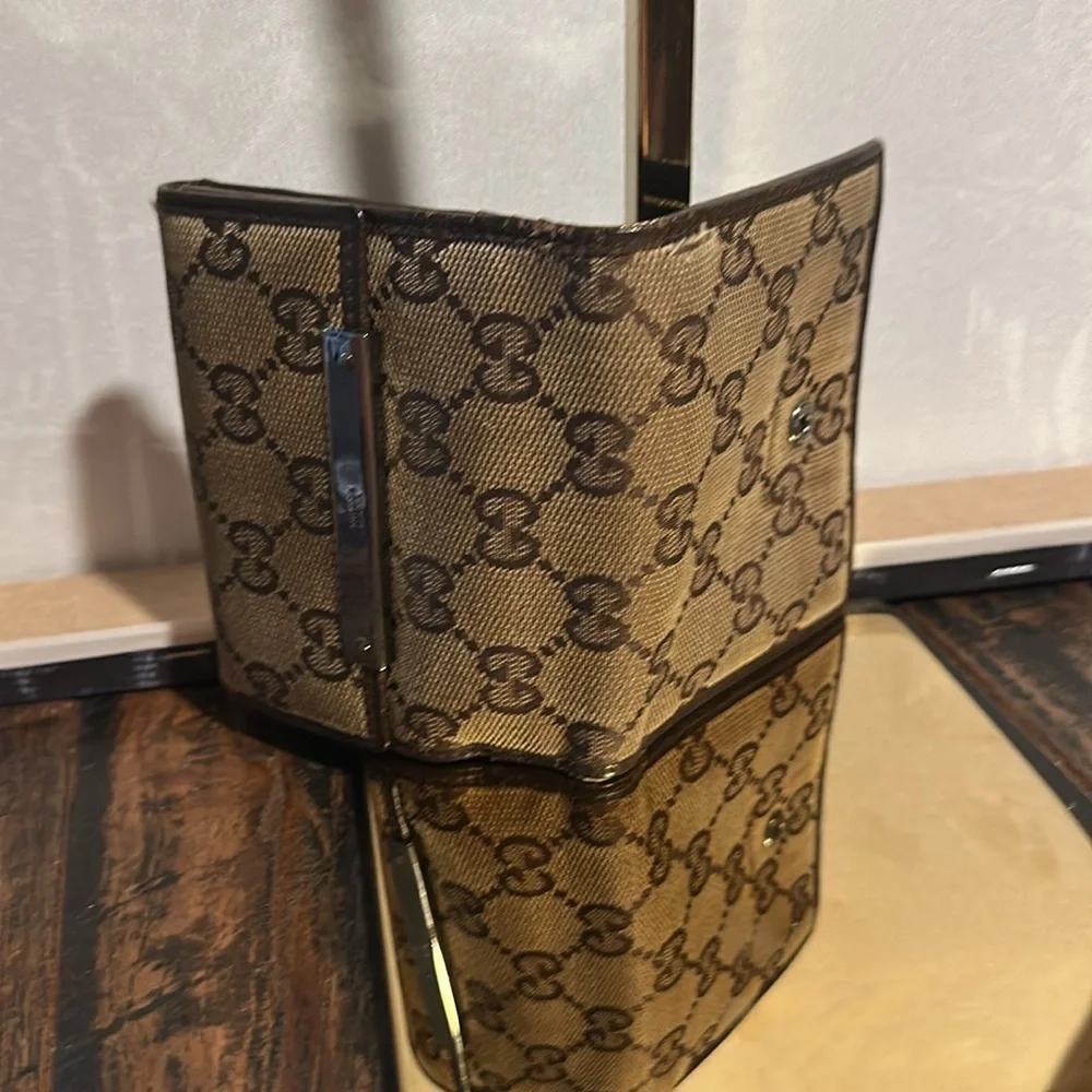Gucci GG Canvas Leather Bifold Wallet Brown - Picture 4 of 7